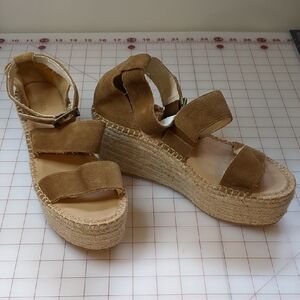 Soludos Tan Suede Espadrille Wedges